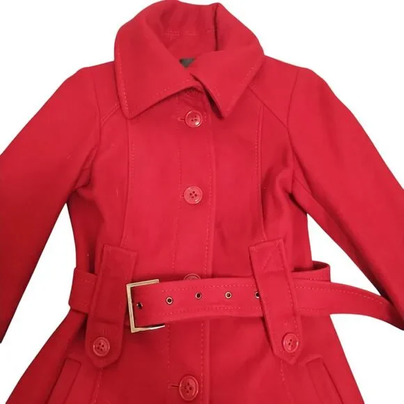 M60 MISS SIXTY Burgundy Pea Coat, 60% Wool / 30% Poly / 10% Rayon, Extra Small - Picture 4 of 16